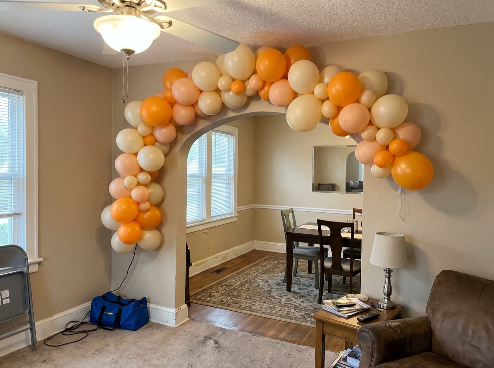 Balloon garland framing an interior doorway