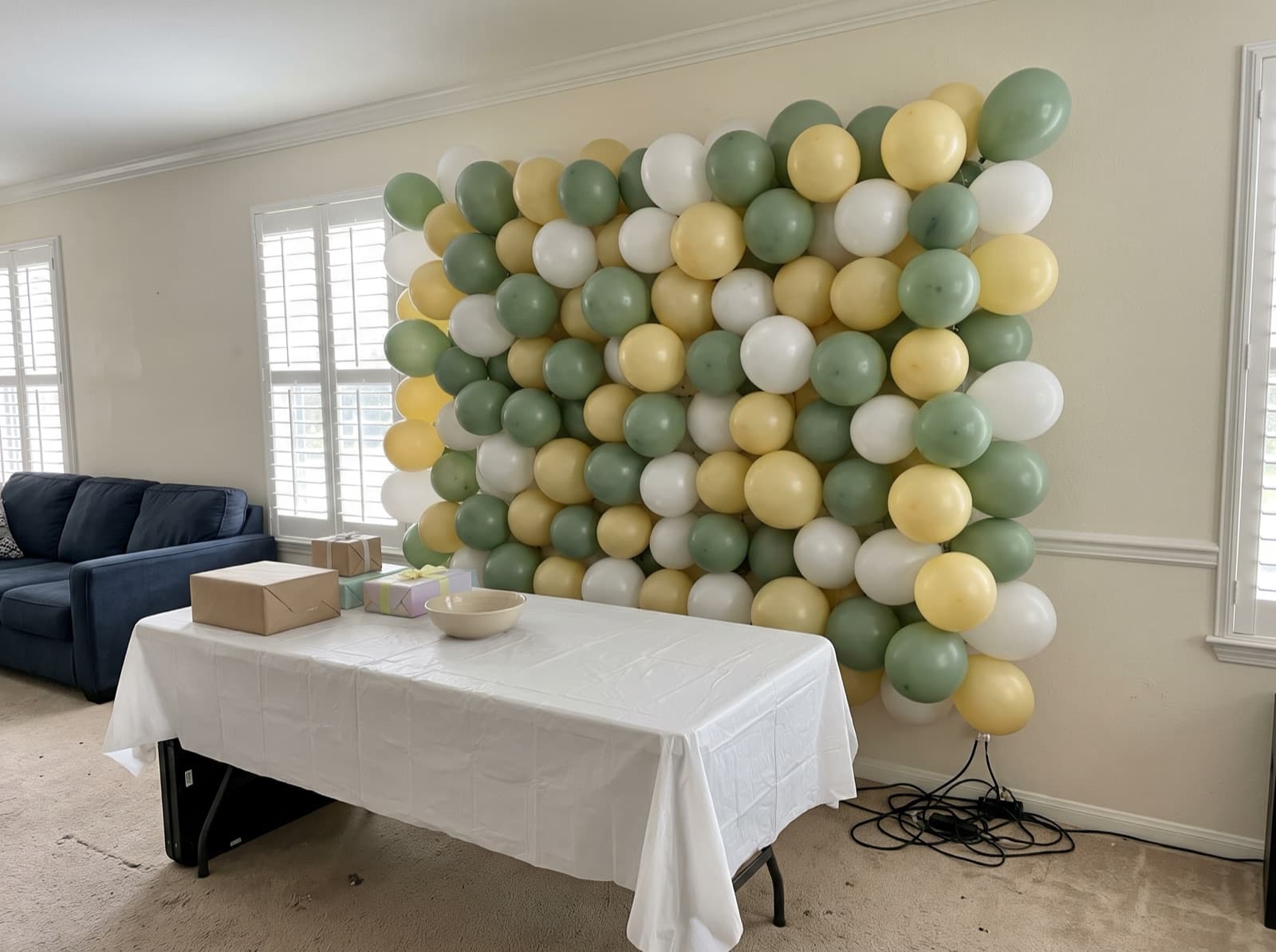 Pastel balloon wall for a baby shower